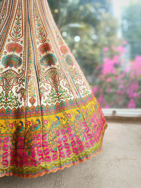 Chandrika Cream Unstitched Lehenga