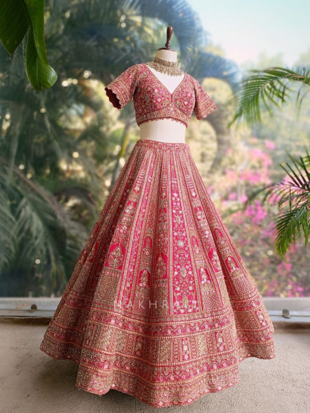 Rajvanya Red Bridal Lehenga with Zari and Sequin Work