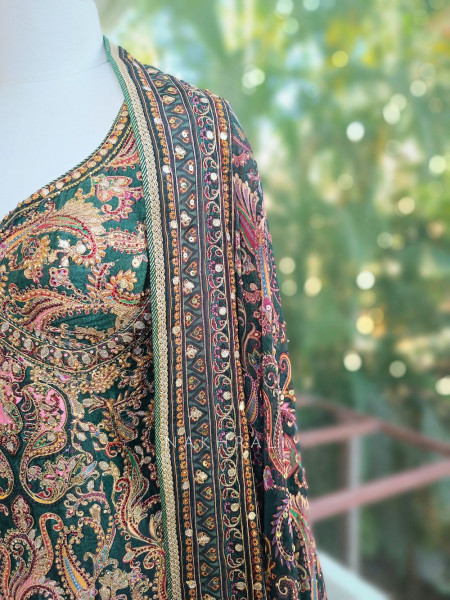 Kiyana Green Gharara Suit Set with Zari and Bead Embroidery