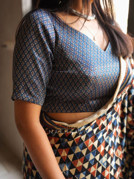 Nirva Blue Assorted Modal Silk Printed Blouse