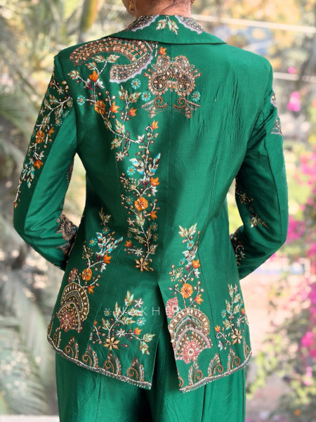 Siyara Green Indo-Western Embroidered Jacket Set