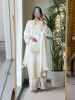 Zymera Off White  Three Piece Suit Set with Cutwork and Mirror Embroidery