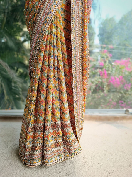 Kalavriti Multicolor Saree with Readymade Heavy Sequin