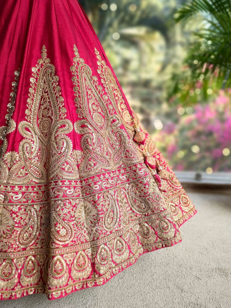 Drisana Red Bridal Lehenga with Heavy Zari & Sequin Work