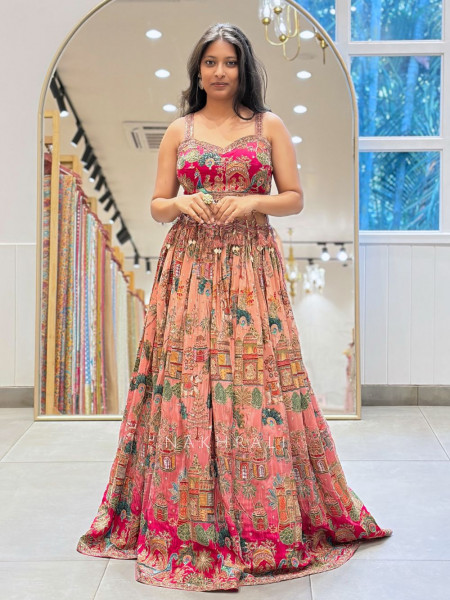 Rajvansh Magenta Indo Western Lehenga Set with Heritage Embroidery