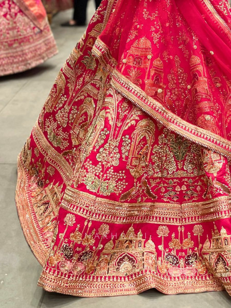 Rajsi Red Bridal Lehenga with Zari and Sequin Work