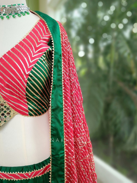 Garba Glam Green Crop Top Lehenga- Dandiya Diva Collection