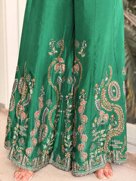 Siyara Green Indo-Western Embroidered Jacket Set
