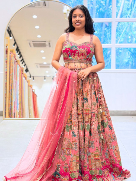Rajvansh Magenta Indo Western Lehenga Set with Heritage Embroidery