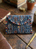 Coin Navy Blue Cotton Printed Quilted Wallet
