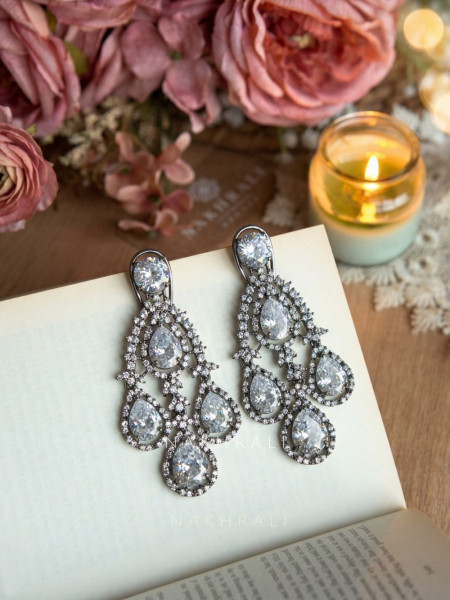 Brivelle Silver Stone Statement Earrings