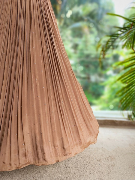 Evelyn Brown Embroidered Gown with Cape Jacket