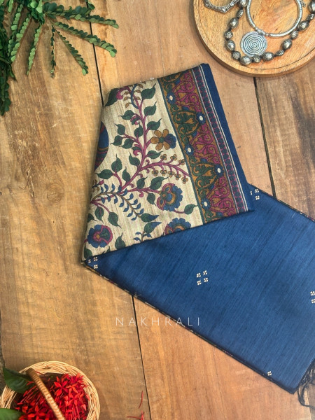 Mrigya Blue Tussar Silk Saree