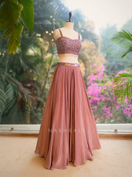 Mocha Glow Nude Brown Embellished Lehenga Set