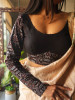 Taal Rang Black Cotton Blouse with Beaded Neckline