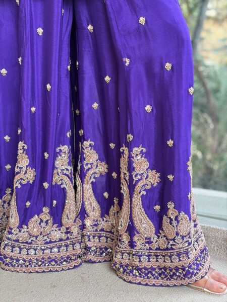 Aarohi Purple Zardozi Kurta Palazzo Set