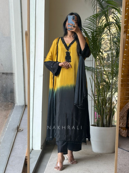 Surajmukhi Ombre Suit Set with Bead and Sequin Work