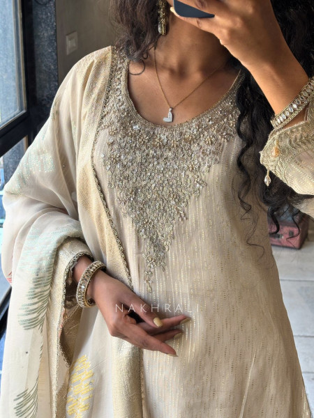 Zohra Sequin Embroidered Suit Set with Tassel Detail