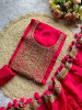 Zarika Magenta Embroidered Neck Dress Material Set