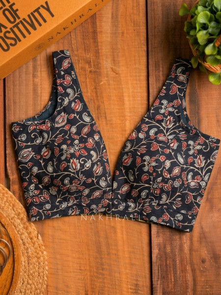 Rupansh Black Printed Blouse with Back Bow