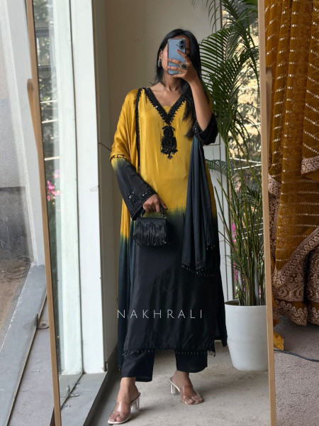 Surajmukhi Ombre Suit Set with Bead and Sequin Work