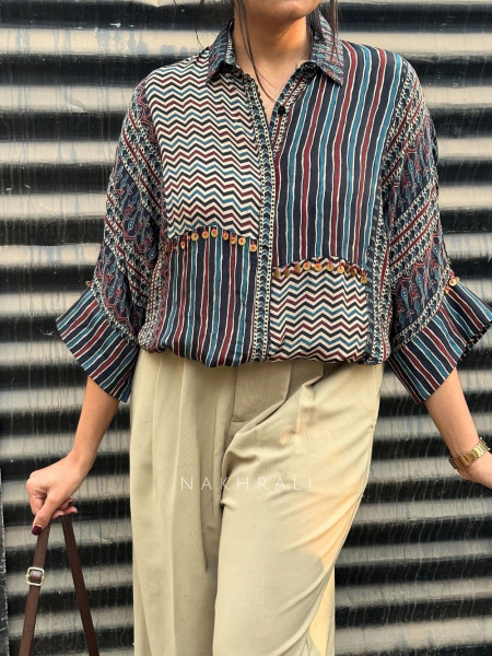 Tattva Black Art Modal Printed Shirt