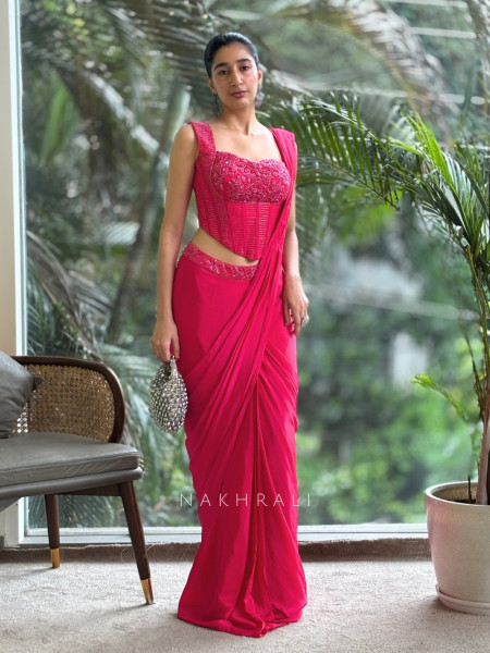 Zyra Magenta Corset Drape Saree