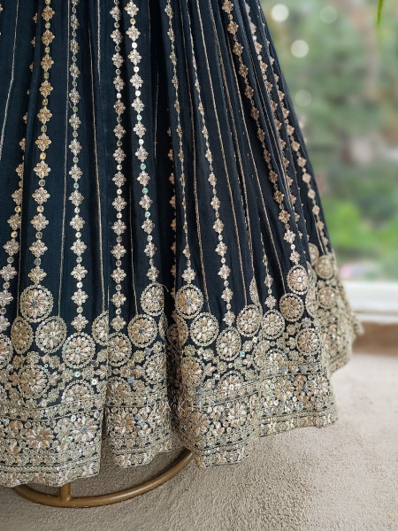 Shahnoor Black Anarkali with Thread Embroidery