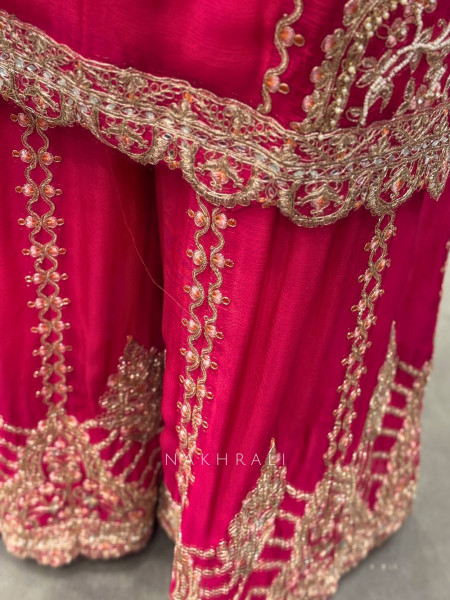 Avannya Magenta Embroidered Suit Set with Potli