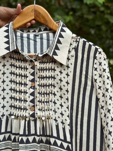 Vedya Cream Art Modal Printed Shirt