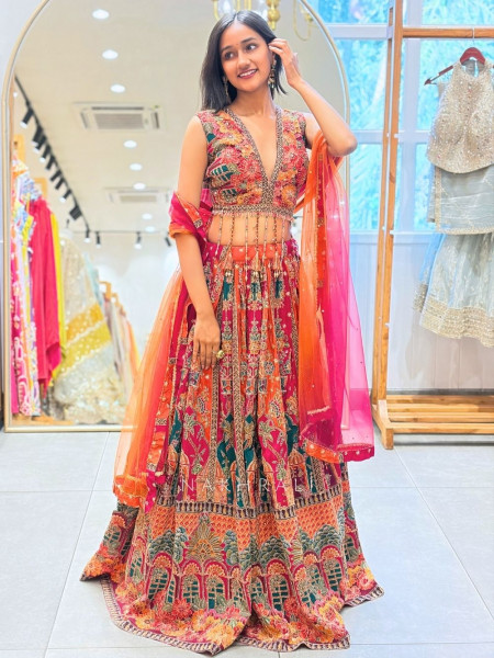 Rang Tarang Multicolor Indo Western Lehenga with Embroidery and Sequin Work
