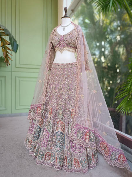 Mridula Purple Lehenga Set with Multicolor Embroidery and Sequin Work