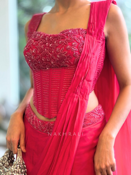 Zyra Magenta Corset Drape Saree