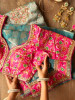 Samriddhi Teal Saree with Embroidery &amp; Readymade Blouse