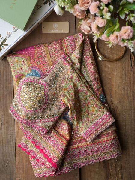Rangriti Multicolor Saree with Mirror and Sequin Work
