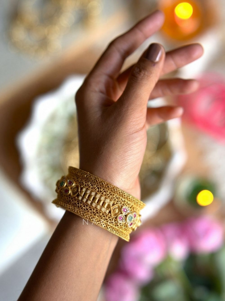 Image of Swarnima Motif Heritage Bangles (Set of 2)