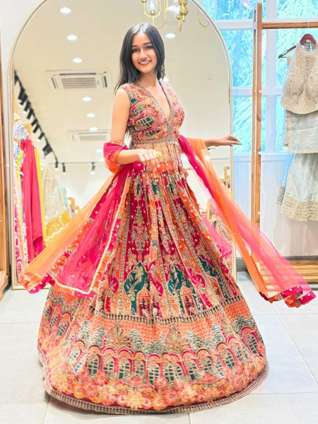 Rang Tarang Multicolor Indo Western Lehenga with Embroidery and Sequin Work
