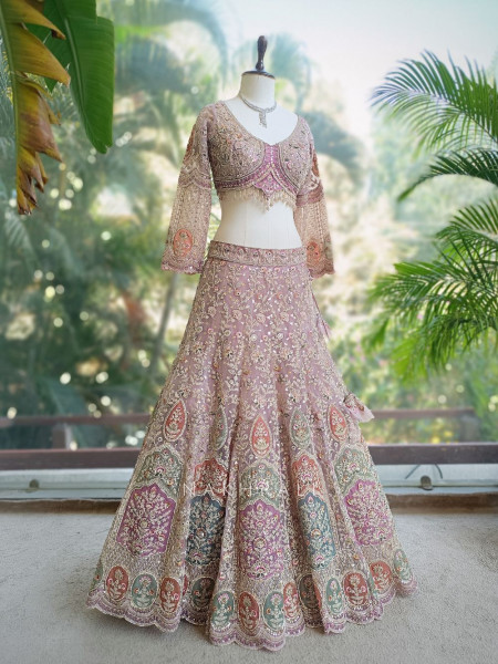 Mridula Purple Lehenga Set with Multicolor Embroidery and Sequin Work