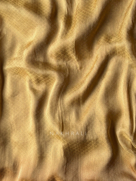 Lustre Trellis Golden Tissue Silk Saree with Readymade Blouse