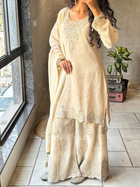 Zohra Sequin Embroidered Suit Set with Tassel Detail