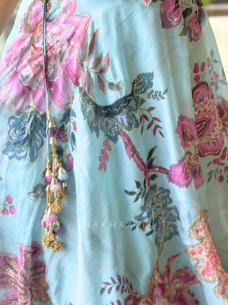 Sapphire Bloom Firozi Corset Lehenga