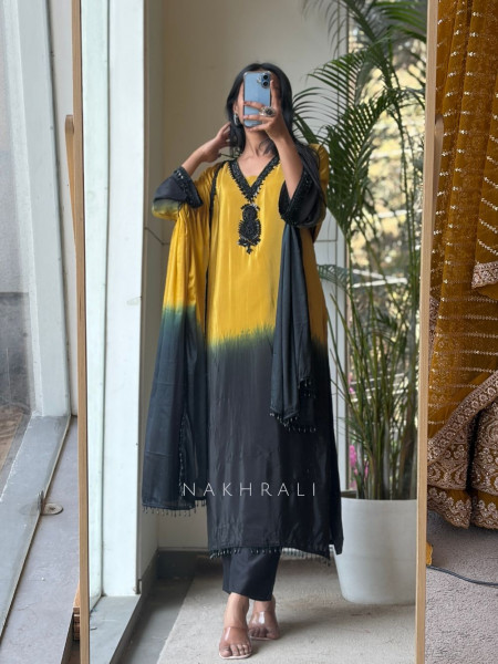 Surajmukhi Ombre Suit Set with Bead and Sequin Work