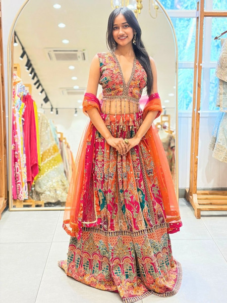 Rang Tarang Multicolor Indo Western Lehenga with Embroidery and Sequin Work