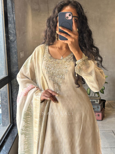 Zohra Sequin Embroidered Suit Set with Tassel Detail