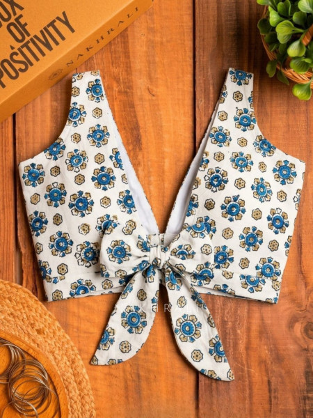 Rupansh Off-white Printed Blouse with Back Bow