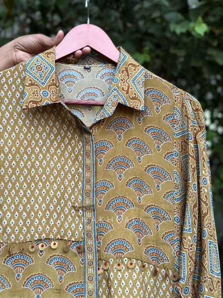 Vedya Mustard Art Modal Printed Shirt