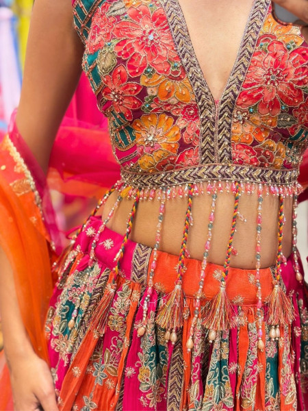 Rang Tarang Multicolor Indo Western Lehenga with Embroidery and Sequin Work