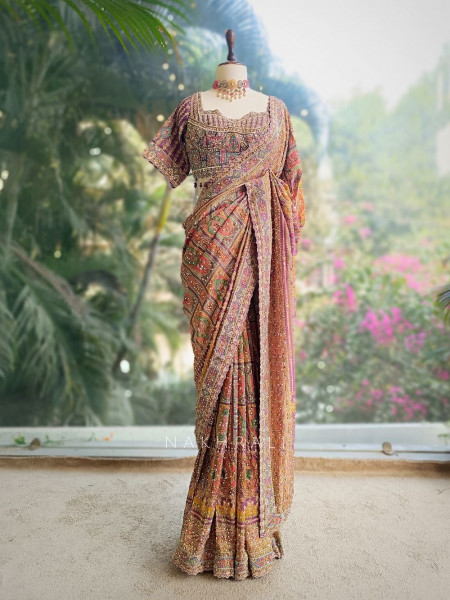 Aarvani Purple Saree with Sequin and Bead Work