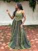 Tribal Green Mandala Flared Skirt