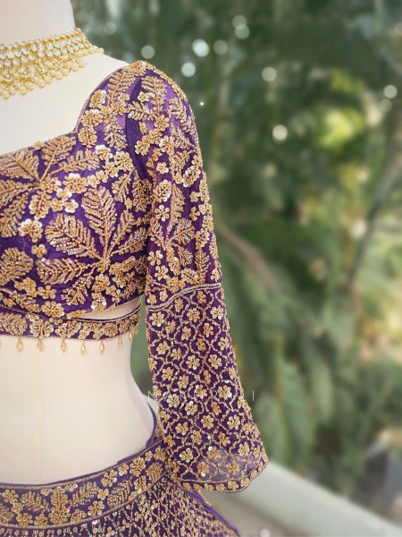 Rivanya Purple Embroidered Lehenga Set